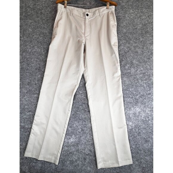 Adidas Pants Men 34x33 Beige Khaki Straight Golf Flat Front Outdoor Climalite - Picture 8 of 10